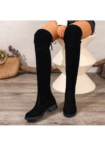 Осенние стильные женские черные сапоги-ботфорты 39 ботфорты No Brand