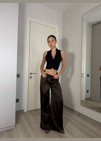 Ніжні, модні шоколадні шовкові штани з приємної до тіла тканини в яких ви будите чудові No Brand 204-1 (316587795)