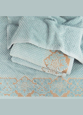 GM Textile полотенце махровое среднее 50x90см damask премиум качества жаккардовое с велюром 550г/м2 () мятный производство -