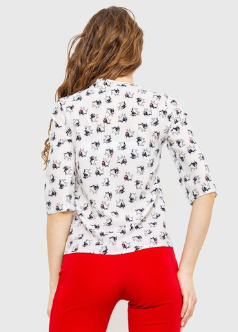 Комбинированная демисезонная блуза с принтом, цвет молочно-черный, Ager