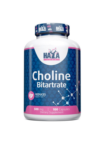 Витамины и минералы Choline Bitartrate 500 mg, 100 капсул Haya Labs (293483428)