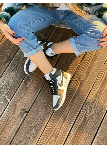 Чорні Осінні кросівки чоловічі nike air jordan 1 retro high black white 1 найк аір джордан No Brand