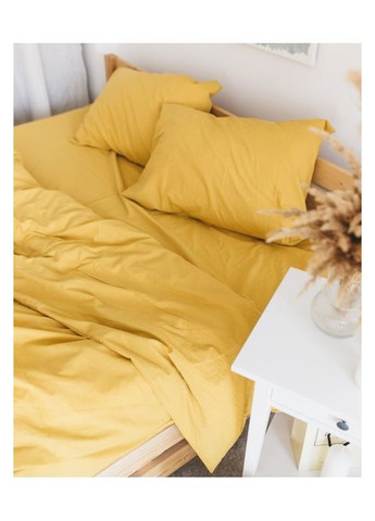 Постільна білизна з резинкою Жовта варена бавовна Полуторний розмір, наволочки 70/70 No Brand (364216423)