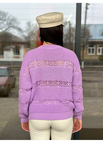 Бузковий демісезонний жіночий тоненький ажурний светрик джемпер No Brand