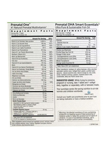Вітаміни + Риб'ячий жир для вагітних Prenatal One plus Prenatal DHA Smart Essentials, 30 капсул + 30 таблеток Rainbow Light (361114282)