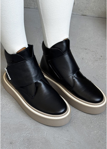 Жіночі зимові черевики з натуральної шкіри чорного кольору InFashion Черевики-хайтопи (364930916)