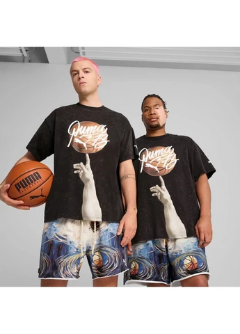 Черная мужская футболка dylan exhibit basketball tee black 630475-01 Puma