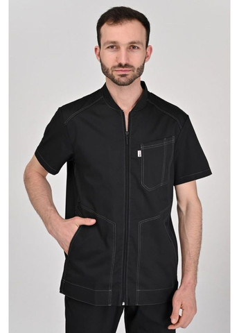 Черный демисезонный костюм медицинский мужской "платон" цвет черный No Brand