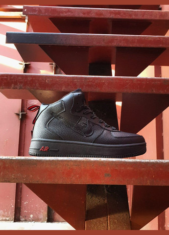Кросівки зимові жіночі Nike Air Force 1 utiliti winter high black fur | Найк Аір Форс 1 високі чорні з хутром No Brand чорні зими (309006110)