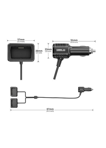 Зарядний пристрій для акумуляторів DJI Mini 4pro/3/3 pro, швидкої зарядки, в автомобіль STARTRC No Brand (282845468)