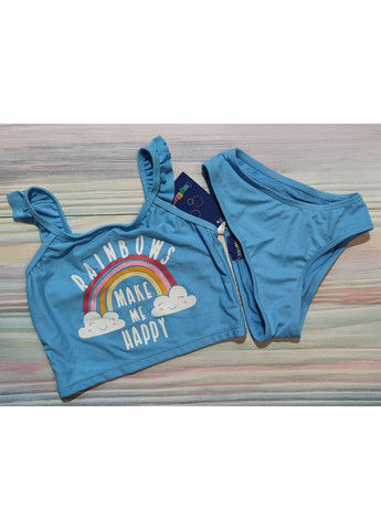 Голубой летний детский раздельный купальник для девочки голубой раздельный Lupilu