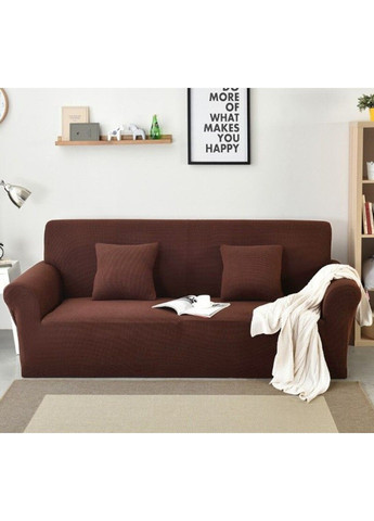 Чохол для двомісного дивану коричневий Стрейч Жаккард Slavich (288740389)