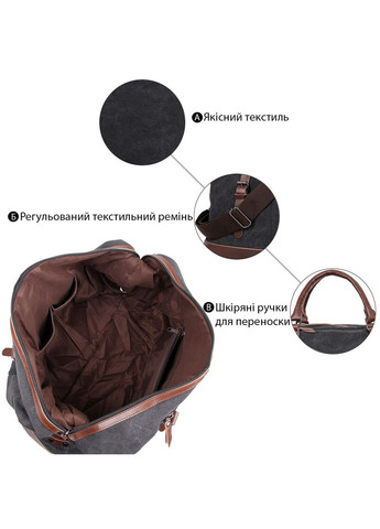 Сумка дорожня 14581 Сіра Vintage (366880933)