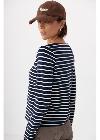 Трикотажный лонг в полоску - темно-синий цвет Lurex (364967840)