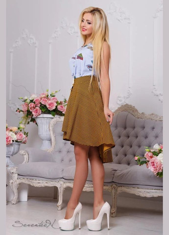 Горчичная повседневная с рисунком юбка Seventeen клешированная