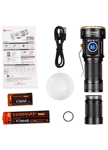 Тактический фонарь YEMAO YM-F883X мощный LED Zoom USB No Brand (370606685)
