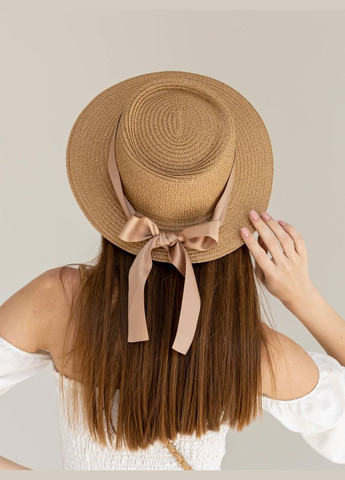 Шляпа женская летняя канотье с атласной лентой ELINA No Brand (293943123)