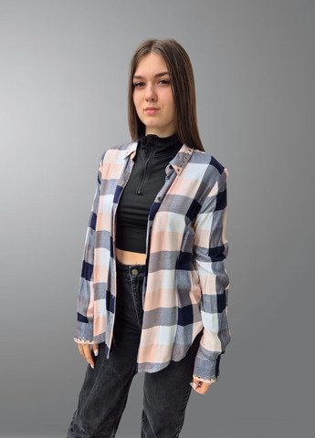 Сорочка жіноча Oversize в клітку із заклепками на комірі та манжетах H&M (367829078)