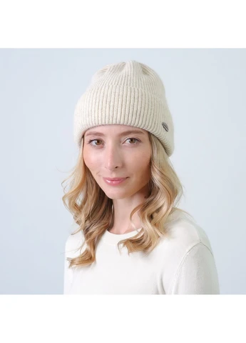 Шапка біні жіноча вовна бежева ІЛАРІЯ LuckyLOOK 847-668 (350197212)