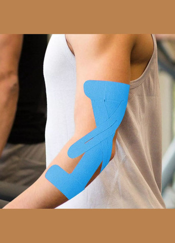 Набір 2шт Кінезіологічна Стрічка з Бавовни та Спандекса M198 для Підтримки М'язів Ліктьового Суглоба Після Травм Синя (5024482) ToeLab (315137331)