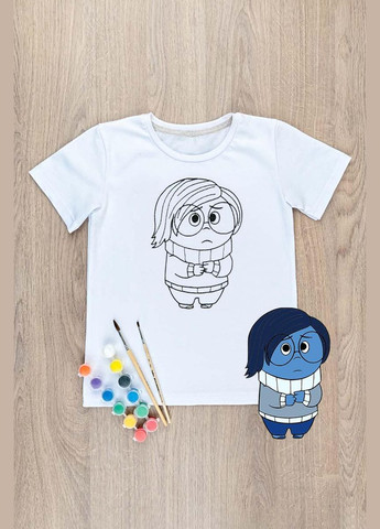 Біла літня футболка-розмальовка дитяча смуток No Brand