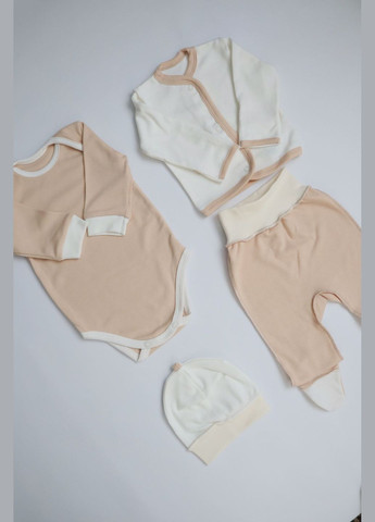 Бежевий демісезонний комплект для новонароджених 4в1 беж Ріпка