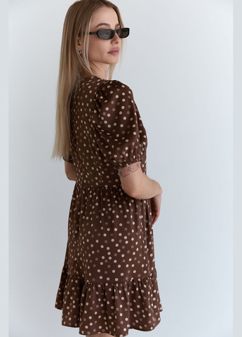 Коричневое кэжуал платье Azuri в горошек
