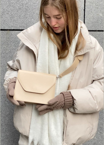 Женская сумка через плечо кросс-боди на широком ремне бежевая No Brand (286505201)