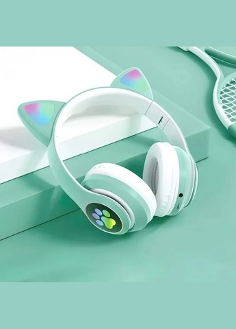 Навушники Бездротові дитячі MP3 з котячими вушками з підсвічуванням LED Бірюзові Cat stn-28 (282957007)