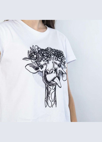 Футболка женская с вышивкой жираф с венком белая MKМФ70152-2 Modna KAZKA - (336931988)
