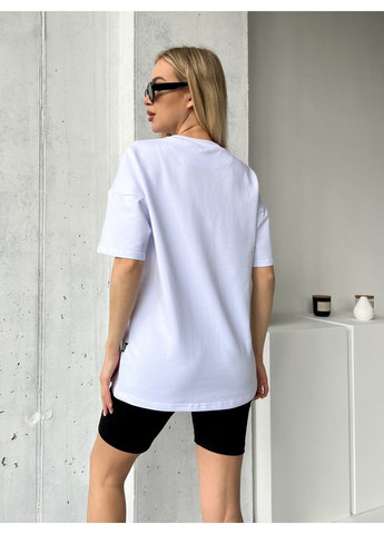 Белая летняя женская футболка оверсайз cotton белая Teamv