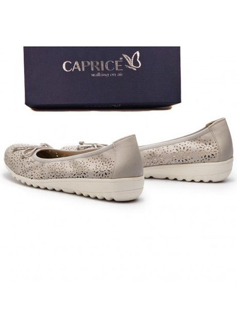 Caprice Натуральные перфорированные туфли на танкетке серого цвета,, Германия лодочки серый з натуральная кожа, — лето (303356688)