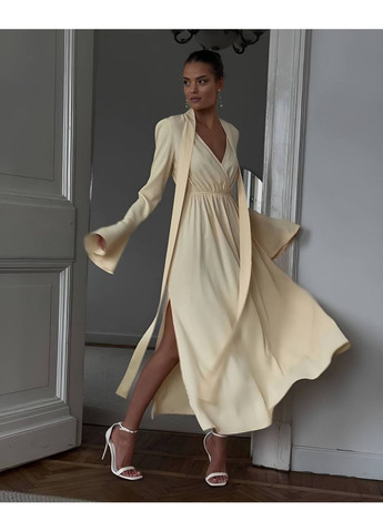 Жовтий вечiрня сукня максі жовтого кольору 34626 кльош No Brand однотонна