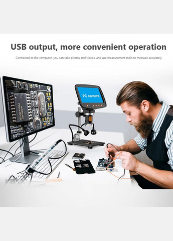 Мікроскоп цифровий з монітором HD 7" / кратність 1000X / пульт / підсвічування / фото / відео / для ремонту No Brand (322567704)