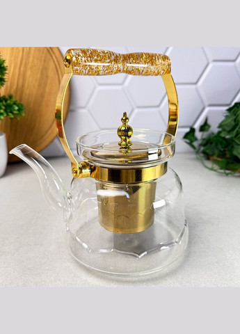 Заварювальний скляний чайник 1 л Emsan Золото No Brand (315436527)