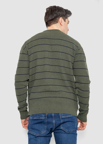 Оливковий (хакі) светр чоловічий в смужку,, 161r1057 Ager