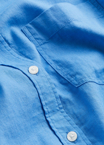 Синяя классическая рубашка однотонная H&M