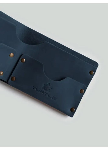 Гаманець на заклепках Шолом жаху натуральна шкіра Crazy horse з відділеннями для карток Синій Turtle (367726198)