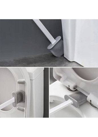 Набір туалетний органайзер йоржик із підставкою силіконовий плоский для миття унітаза підвісної щітка No Brand (315883042)