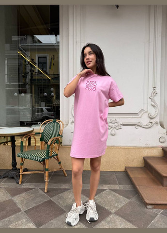 Рожева повсякденний жіноча сукня-футболка вільного крою з бавовни сукня-футболка MonCher