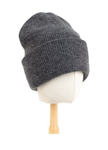 Женская шерстяная шапка бини оверсайз, тёмно-серая (dark gray) Corze HC6DG (366420834)