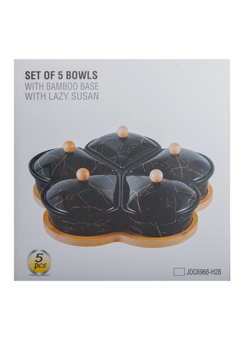 Менажница фарфоровая на вращающейся подставке 5 секций белая для сервировки закусок и соусов. ProDobro (364190215)