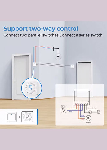 Разумное реле Mini Smart Swith 16А с WiFi модулем Smart Home 16A напряжения 100240В TUYA (300091548)