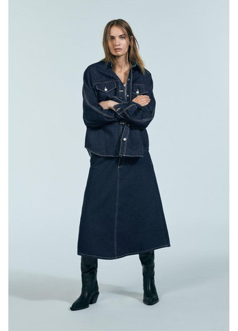 Темно-синяя джинсовая юбка 3607/293 Zara