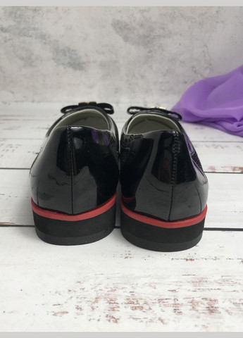 Черные туфли детские для девочки черный (804) на низком каблуке Yalike