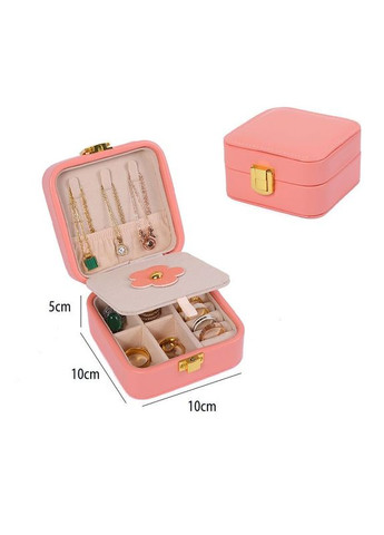 Нежная компактная двузонная шкатулка из эко-кожи с зеркалом розового цвета No Brand (316580427)