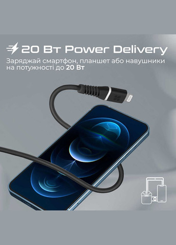 Кабель USB Type-C - Lightning (M/M), 2.2A, 20W, 1.2м, PowerLine-Ci120 Black Promate (336957037)