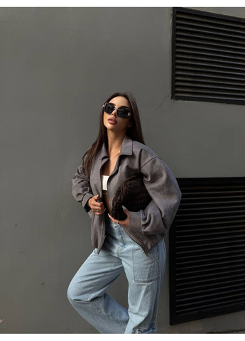 Жіночий бомбер вільного крою із замші MonCher на блискавці (360428961)