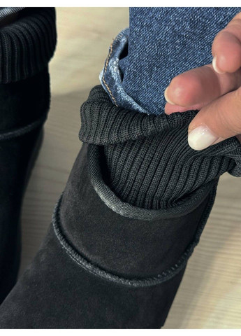 Уггі жіночі 56-1 з манжетом шкарпеткою на високій підошві чорні Hengji (357076051)