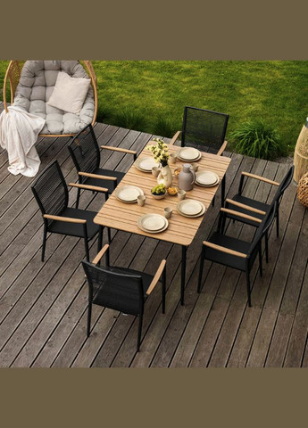 Комплект садових меблів Breno 6+1 чорний/ Di Volio (303126709)